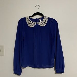 Royal blue Peter Pan collar shirt